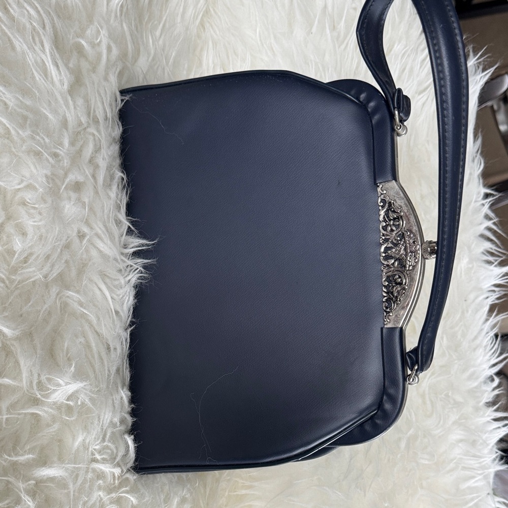 Elegant Vintage Navy Blue Handbag